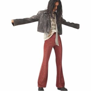 Free People Red Striped Flare Pants